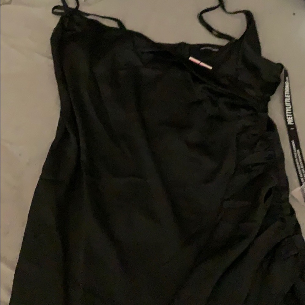 Black satin wrap dress - Picture 1 of 2
